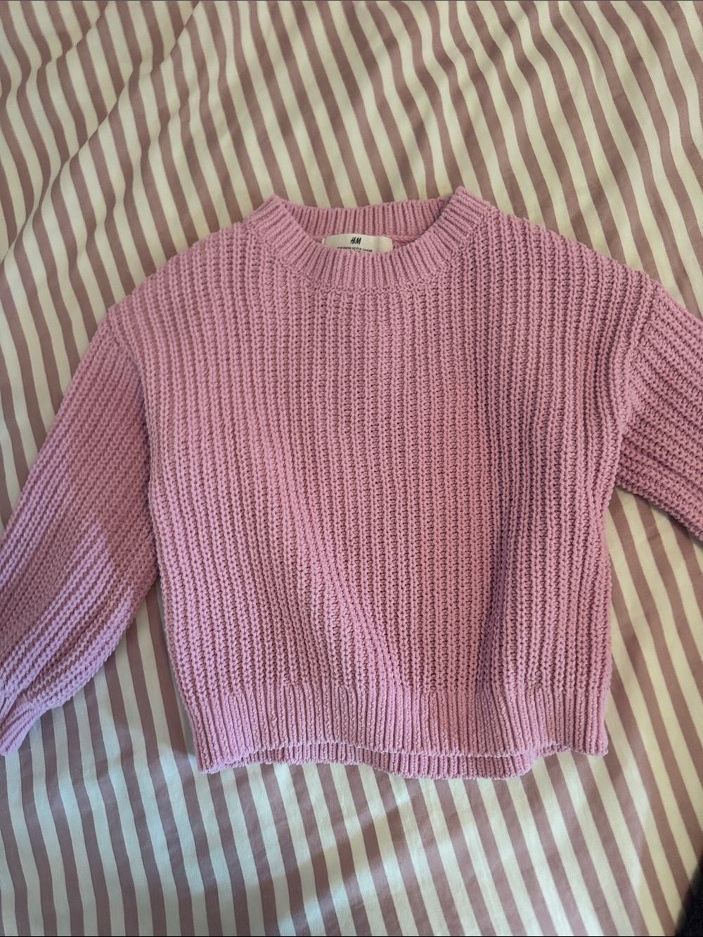 H&M Lilac Pink Ribbed Crewneck Sweater